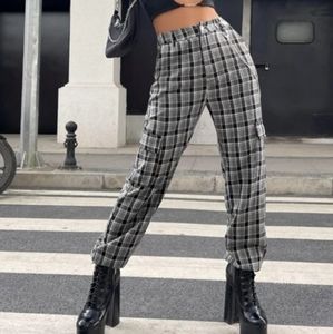 Shein Plaid Print Cargo Pants  NWOT  XL